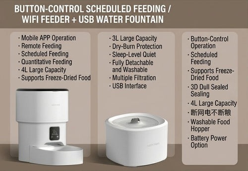 Smart Pet Feeder & Water Fountain Set – App Control & Auto Dispenser
